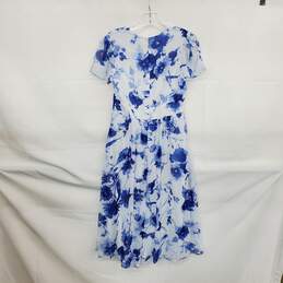 DKNY Blue & White Floral Patterned Lined Midi Dress WM Size 4 NWT alternative image