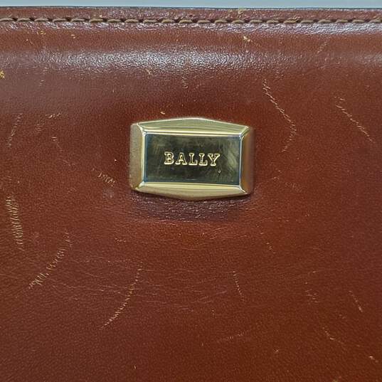 Vintage Bally Almond Brown Leather Square Zip Top Satchel Bag w/COA image number 2