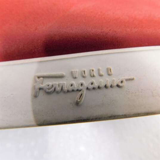 Ferragamo World Men's Red Leather Logo Buckle White Rubber Sole Boat Shoes / Loafers Size 11 with COA image number 8