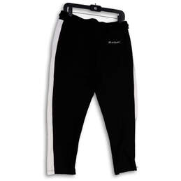 Womens Black White Drawstring Elastic Waist Pull-On Sweatpants Size Medium alternative image
