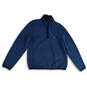 Mens Blue Mock Neck Long Sleeve 1/4 Snap Pullover Sweatshirt Size L Reg image number 1
