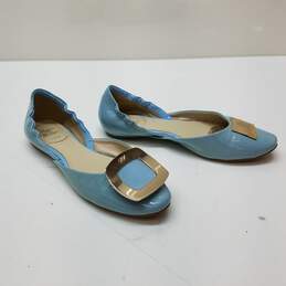 Roger Vivier Women's Blue Patent Leather Chips D'Orsay Buckle Ballet Flat Size 5 alternative image