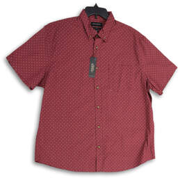 NWT Mens Red Printed Collared Short Sleeve Button-Up Shirt Size XL