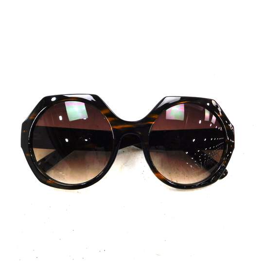 Judith Leiber 'Fushia' Lense Havana Brown Frame Oversized Sunglasses, Box & Dust Bag NWT with COA image number 3