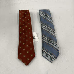 NWT Lot of 2 Mens Multicolor Striped Silk Adjustable Designer Neckties alternative image