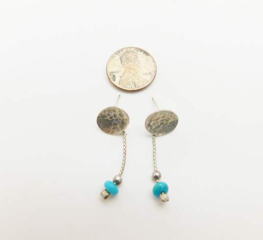 Avi Soffer Hammered Turquoise Bead Earrings 2.5g image number 4