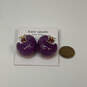 Designer Kate Spade Gold-Tone Adore Ables Purple Glitter Huggie Earrings image number 3