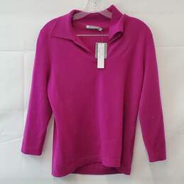 Incashmere Collared Cashmere Henley Top Boysenberry  Size Large