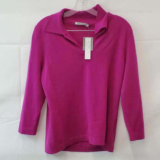 Incashmere Collared Cashmere Henley Top Boysenberry  Size Large image number 1