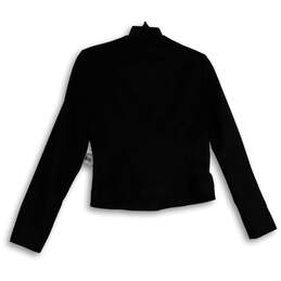 NWT Womens Black Long Sleeve Asymmetrical Full-Zip Cropped Jacket Size 6 alternative image