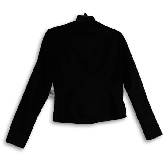 NWT Womens Black Long Sleeve Asymmetrical Full-Zip Cropped Jacket Size 6 image number 2