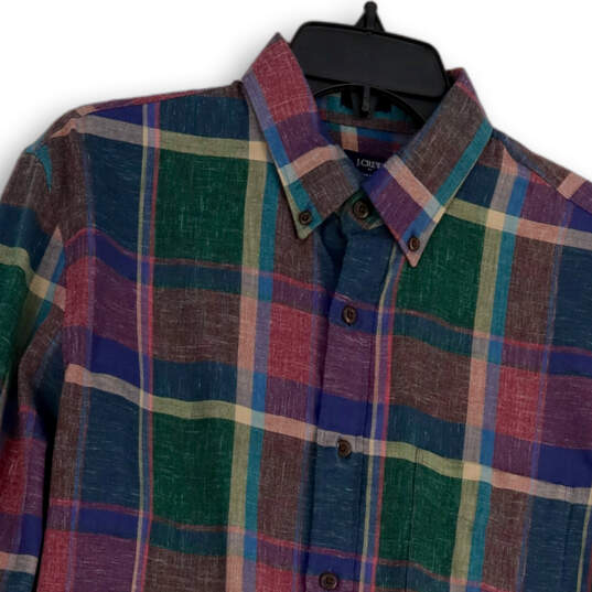 Mens Multicolor Plaid Long Sleeve Collared Flannel Button-Up Shirt Size M image number 3