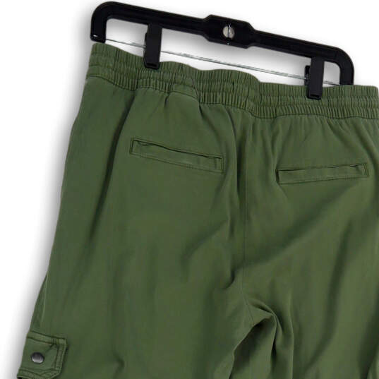 Womens Green Elastic Waist Pockets Drawstring Tapered Leg Jogger Pants Sz M image number 4