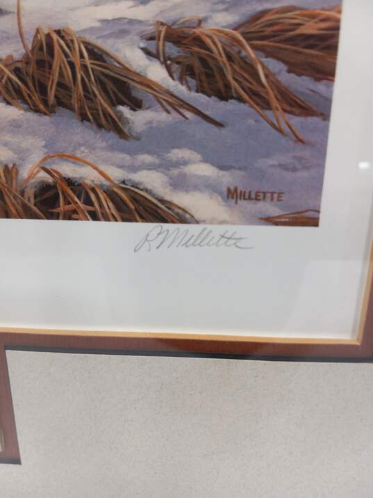 R.Millette  #158/500 Two Pheasants Walking In Snow Art Print image number 3
