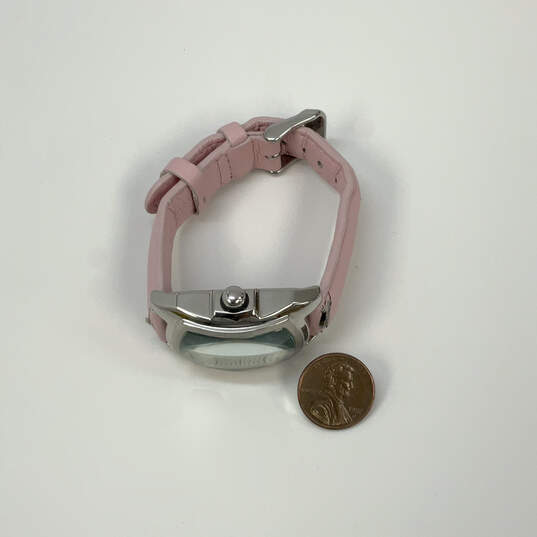 Designer Invicta Silver-Tone Pink Leather Strap Quartz Analog Wristwatch image number 2