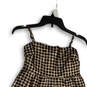 NWT Womens Black Gold Check Spaghetti Strap Square Neck A-Line Dress Sz 00 image number 4