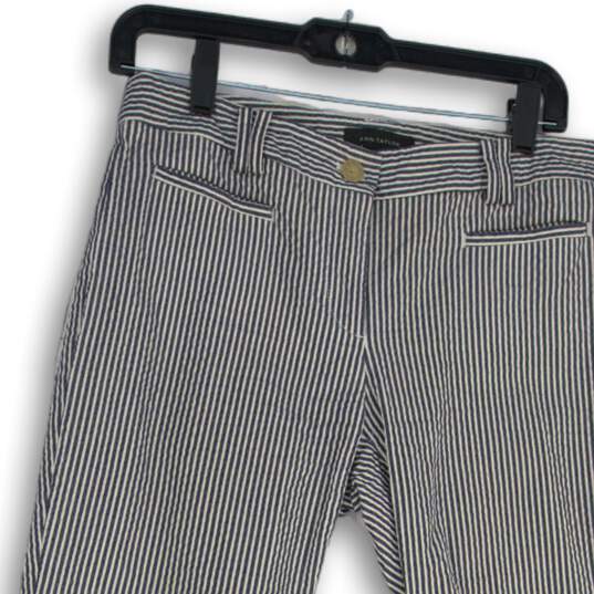 Ann Taylor Womens Blue White Striped Flat Front Ankle Pants Size 2 image number 3