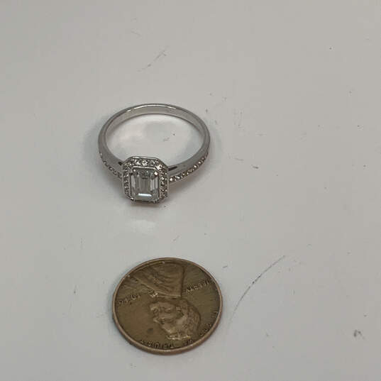 Designer Swarovski Silver-Tone Rhinestone Square Emerald Cut Band Ring image number 3