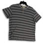 Mens Gray Blue Striped Short Sleeve Henley Neck  Stretch T-Shirt Size Medium image number 1