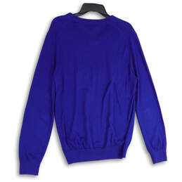 Womens Blue Knitted V-Neck Long Sleeve Pullover Sweater Size Large alternative image