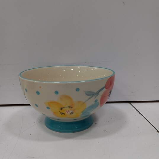 6 The Pioneer Woman Turquoise Bloom 6" Stoneware Footed Cereal Bowls image number 6