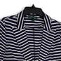 Womens Navy Blue White Striped Peak Lapel One Button Blazer Size Large image number 3