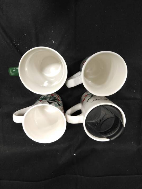 4 Starbucks Holiday Themed Tall Ceramic Coffee Cups 6" image number 2