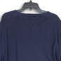 Mens Navy Blue Knit Ribbed V-Neck Long Sleeve Pullover Sweater Size XL image number 4