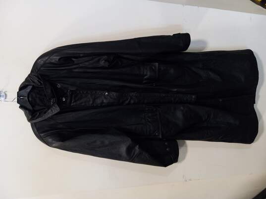 Wilsons Men's Black Leather Trench Coat Size L image number 1