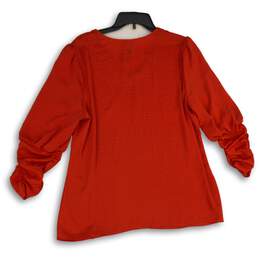 NWT Cabi Womens Orange V-Neck 3/4 Sleeve Pullover Blouse Top Size Large alternative image