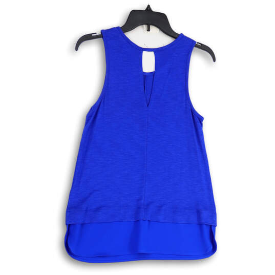 Womens Blue Back Key Hole Round Neck Sleeveless Pullover Tank Top Size XS image number 2