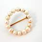 Vintage 14K Yellow Gold White Pearls Open Circle Brooch 2.0g image number 5