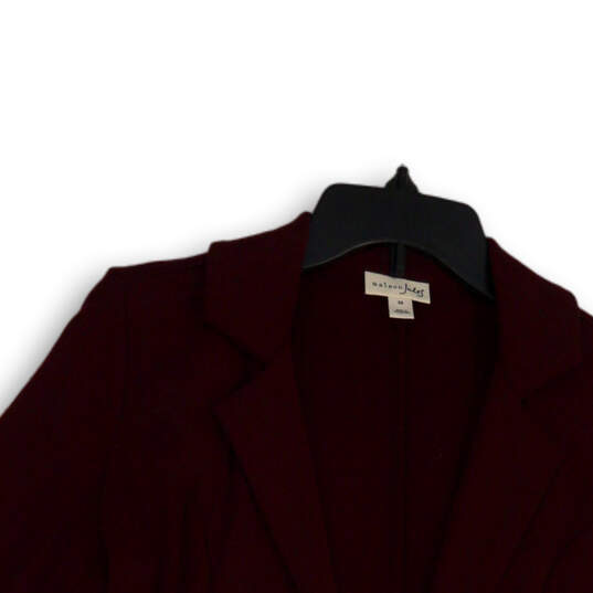 Womens Red Cuffed Long Sleeve Notch Lapel Open Front Blazer Size XS image number 3