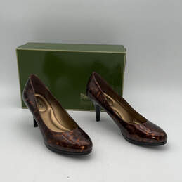 NIB Womens CF Dorotha Brown Patent Leather Round Toe Pump Heels Size 7.5