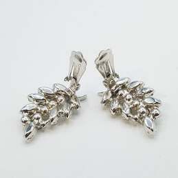 Weiss - Vintage Silver Tone Crystal Clip - On Statement Earrings 15.9g alternative image