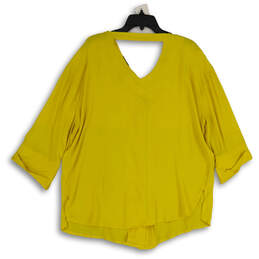 NWT Womens Yellow 3/4 Sleeve Button Front Back Cutout Blouse Top Size XL alternative image