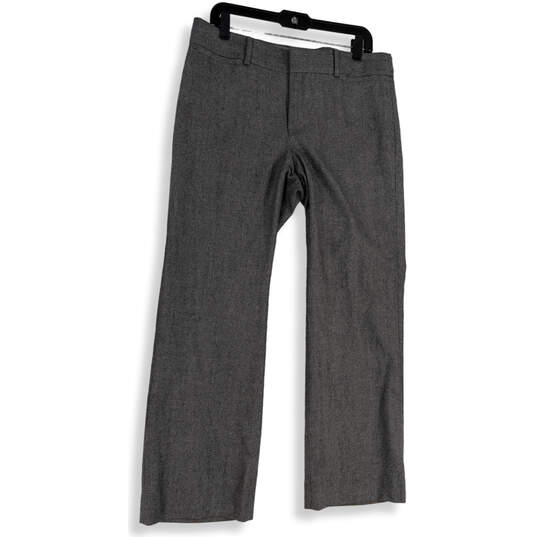Womens Gray Flat Front Adjustable Waist Straight Leg Dress Pants Size 12 P image number 1