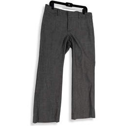Womens Gray Flat Front Adjustable Waist Straight Leg Dress Pants Size 12 P
