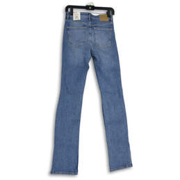 NWT Womens Blue Denim Medium Wash Distressed Spilt Skinny Jeans Size 38 alternative image