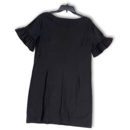Womens Black Ruffle Sleeve Round Neck Pullover Mini T-Shirt Dress Size M alternative image