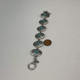 Designer Lucky Brand Silver-Tone Turquoise Filigree Disc Chain Bracelet alternative image