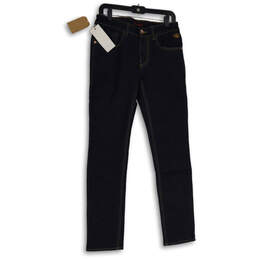 NWT Womens Blue Denim Dark Wash 5-Pocket Design Straight Leg Jeans Size 32