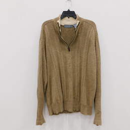 Oscar De La Renta Brown 1/4 Zip Pullover Sweater alternative image