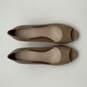 Womens Beige Leather Peep Toe Slip-On Stiletto Pump Heels Size 9 B image number 1