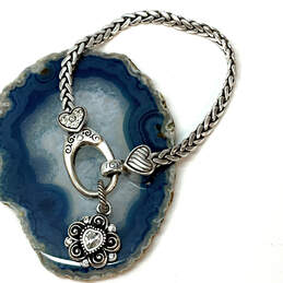 Designer Brighton Silver-Tone Braided Chain Detachable Heart Charm Bracelet
