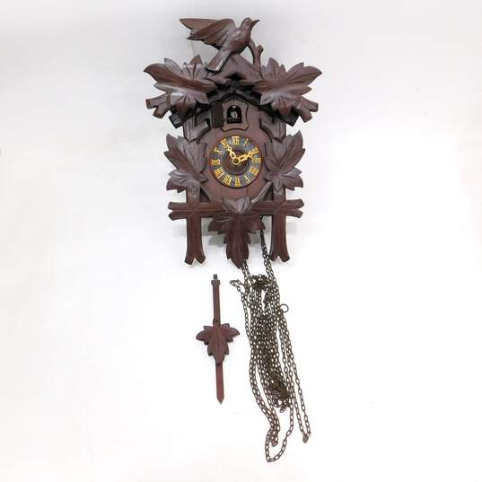 Vintage German Wood Forest Cuckoo Clock For Parts & Repair image number 1