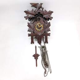 Vintage German Wood Forest Cuckoo Clock For Parts & Repair
