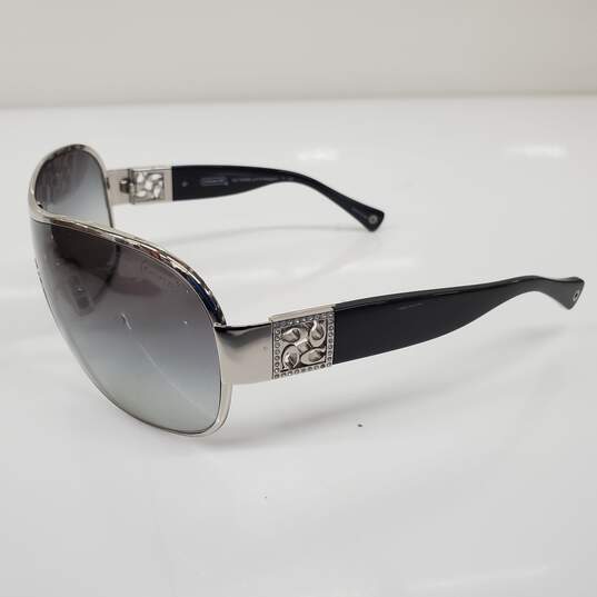 Coach 'Reagan' Rhinestone Accent Silver/Black Shield Sunglasses image number 3