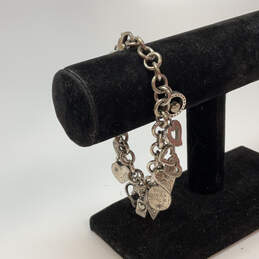 Designer Brighton Silver-Tone Lobster Clasp Heart Link Chain Charm Bracelet