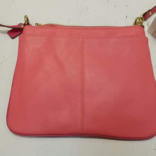 Buy the Coach Bonnie Leather Zip Crossbody Bag Pink | GoodwillFinds